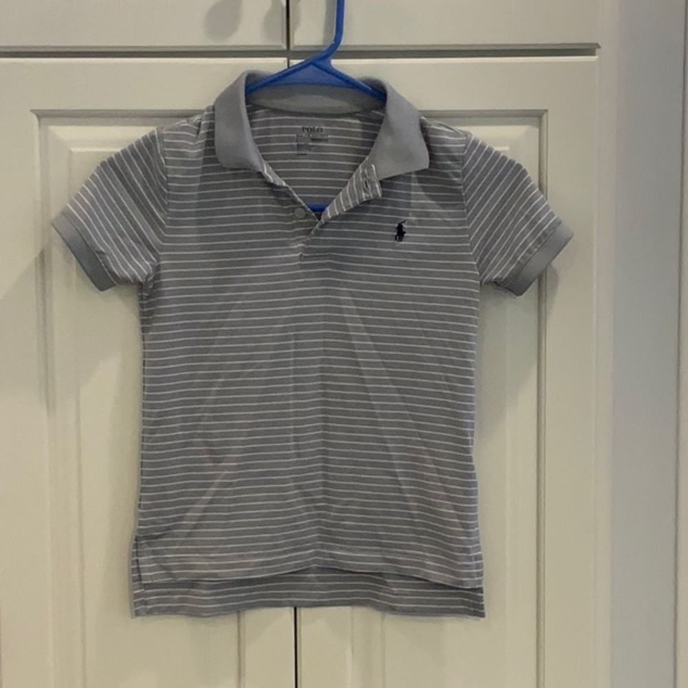 Ralph Lauren boys performance polo, gray/white
